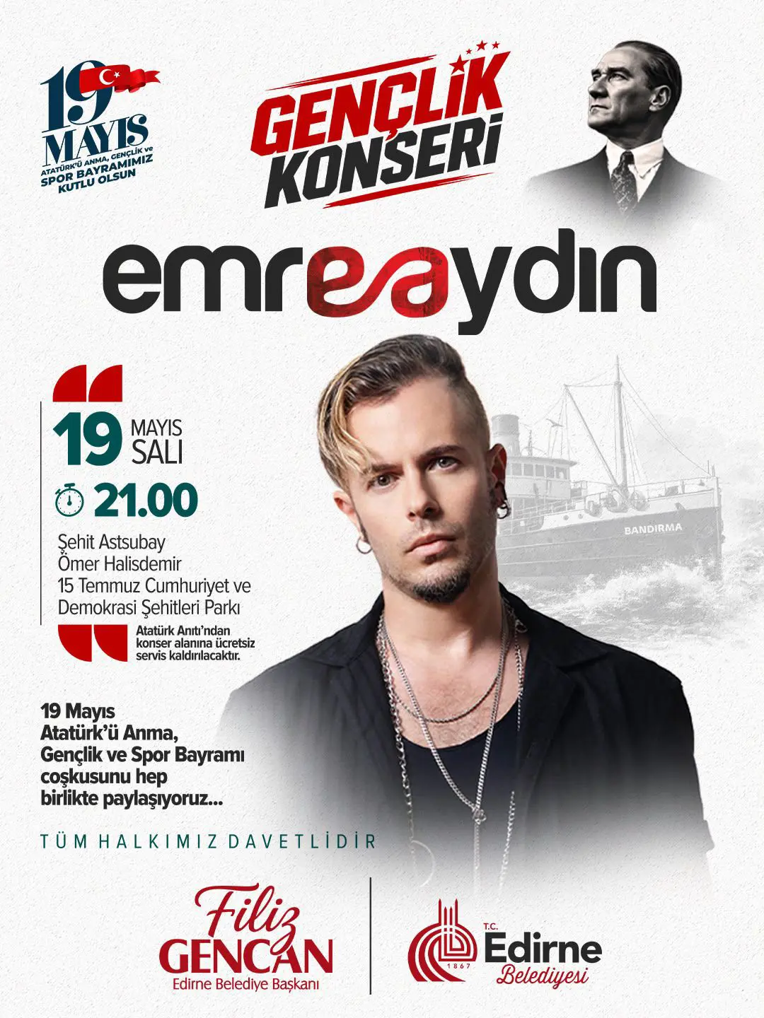 EDİRNE’DE 19 MAYIS RUHU MEŞALELER VE KONSERLE TAÇLANACAK galeri görseli